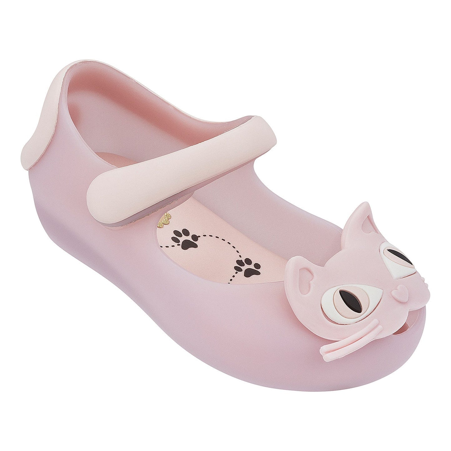 Girls Pale Pink Cat Velcro Strap Jelly Shoes