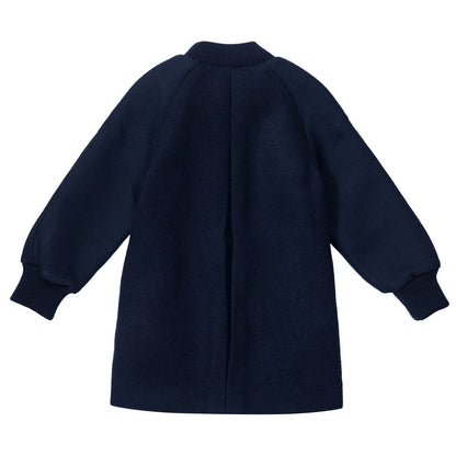 Renae  Girls Navy Blue Wool Coat With Two Zip Pocket
