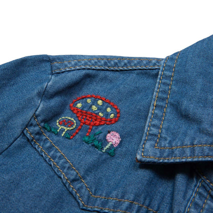 Mushroom Girls Blue Denim Cotton Blouse