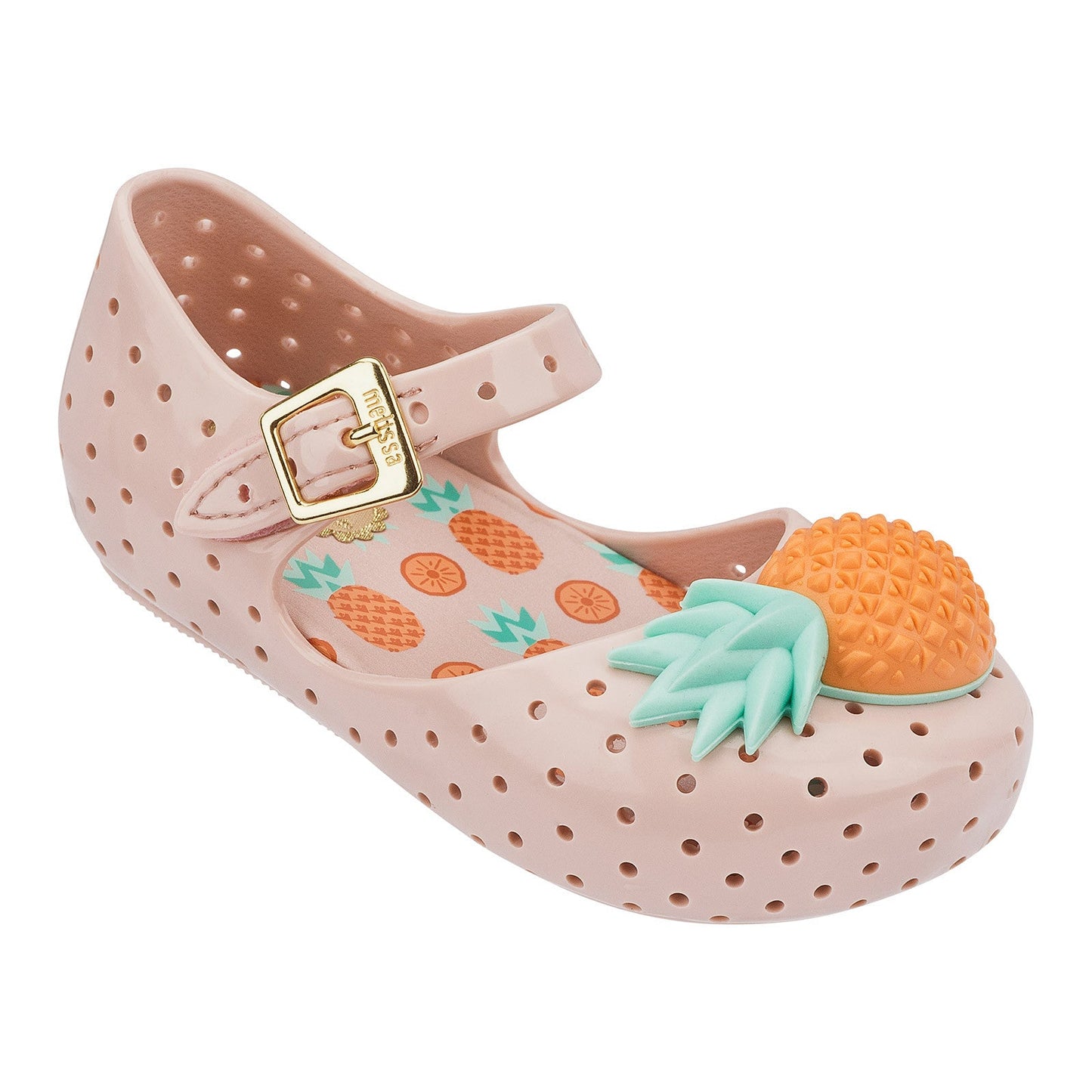 Pale Pink Jelly Sandals With Pineapple Trims