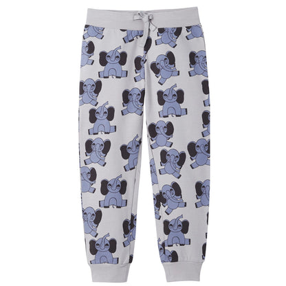 Boys&Girls Grey Organic Cotton Elephants Printed Trousers
