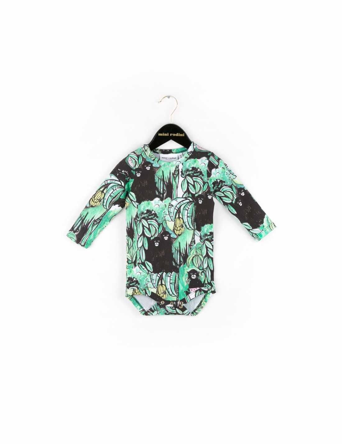Monkey Long Sleeve Bodysuit Black