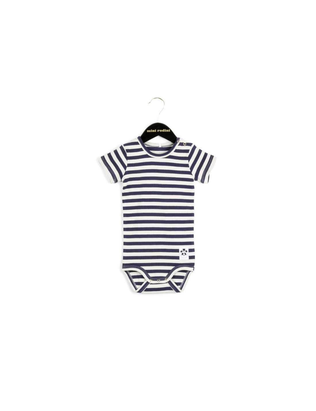 Stripe Rib Short Sleeve Bodysuit Dk Blue