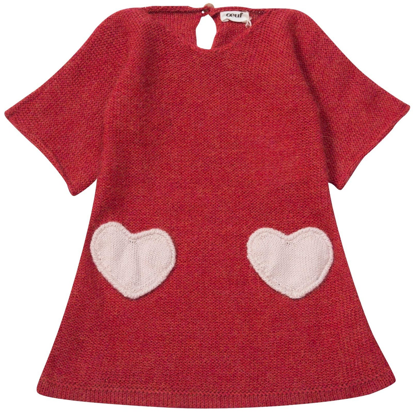 Baby Girls Red Alpaga Wool Patch Heart Dress