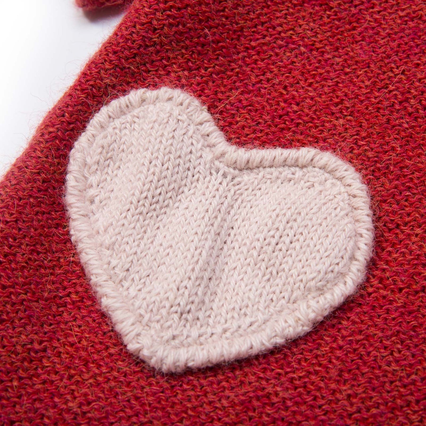 Baby Girls Red Alpaga Wool Patch Heart Dress