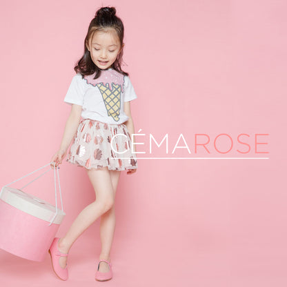 Girls White Icecream Printed T-shirt