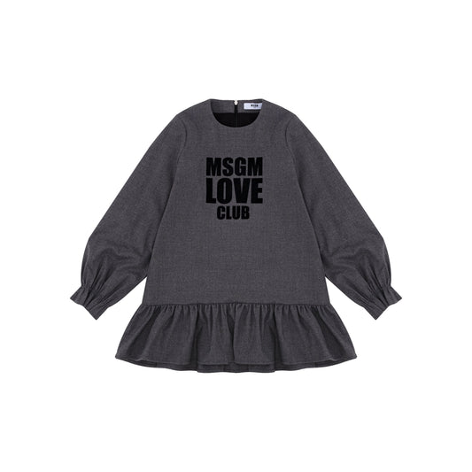 女童灰色Logo棉连衣裙