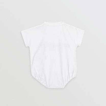 Baby Boys White & Black Cotton Babysuits