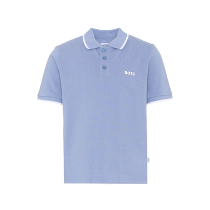 男童蓝色Logo棉Polo衫