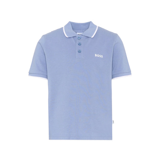 男童蓝色Logo棉Polo衫