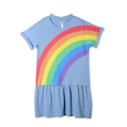 Girls Blue Rainbow Print Jess Dress