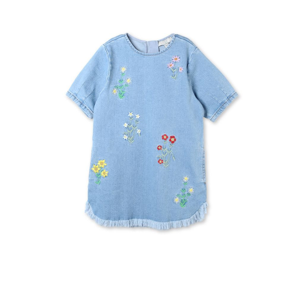 Girls Light Blue Floral Embroidered Edith Dress
