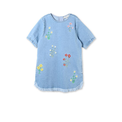 Girls Light Blue Floral Embroidered Edith Dress
