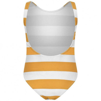 女童黄色&白色条纹泳装