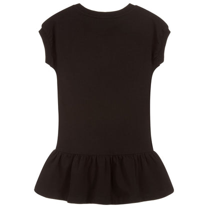 Girls Black Teddy Cotton Dress