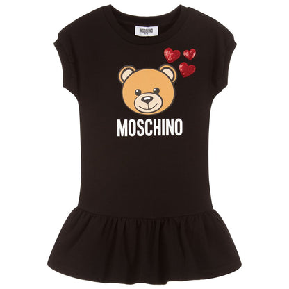 Girls Black Teddy Cotton Dress