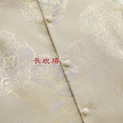 女童米色"花窗景"加棉马甲
