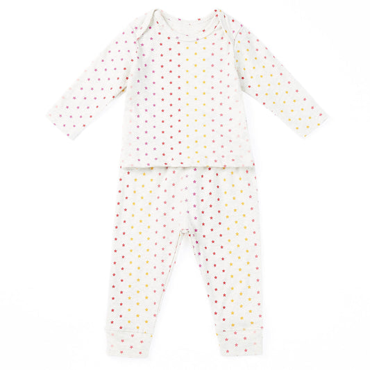 女婴米色星星棉睡衣套装