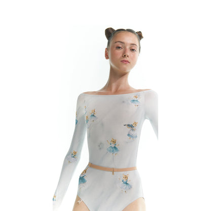 女童蓝色小老鼠长袖芭蕾舞连体衣(J181LE20VL/baby blue)