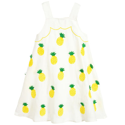 Girls White Pineapple Dress