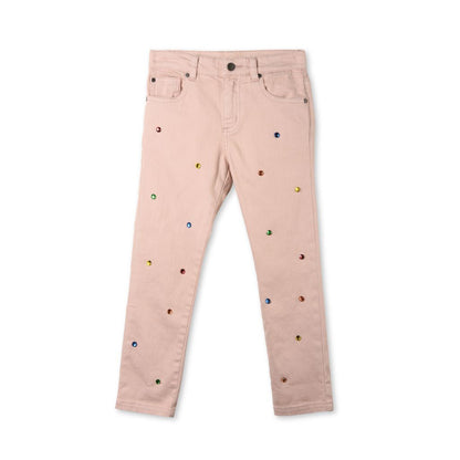 Girls Pink Cotton 'Lohan' Trouser With  Star Print Trims