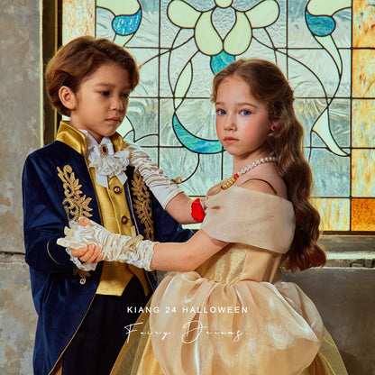 女童金色无袖连衣裙