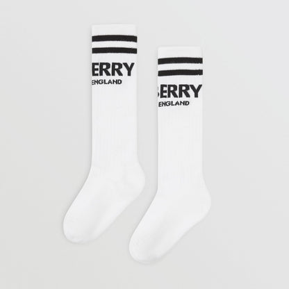 Boys White & Black Logo Cotton Socks