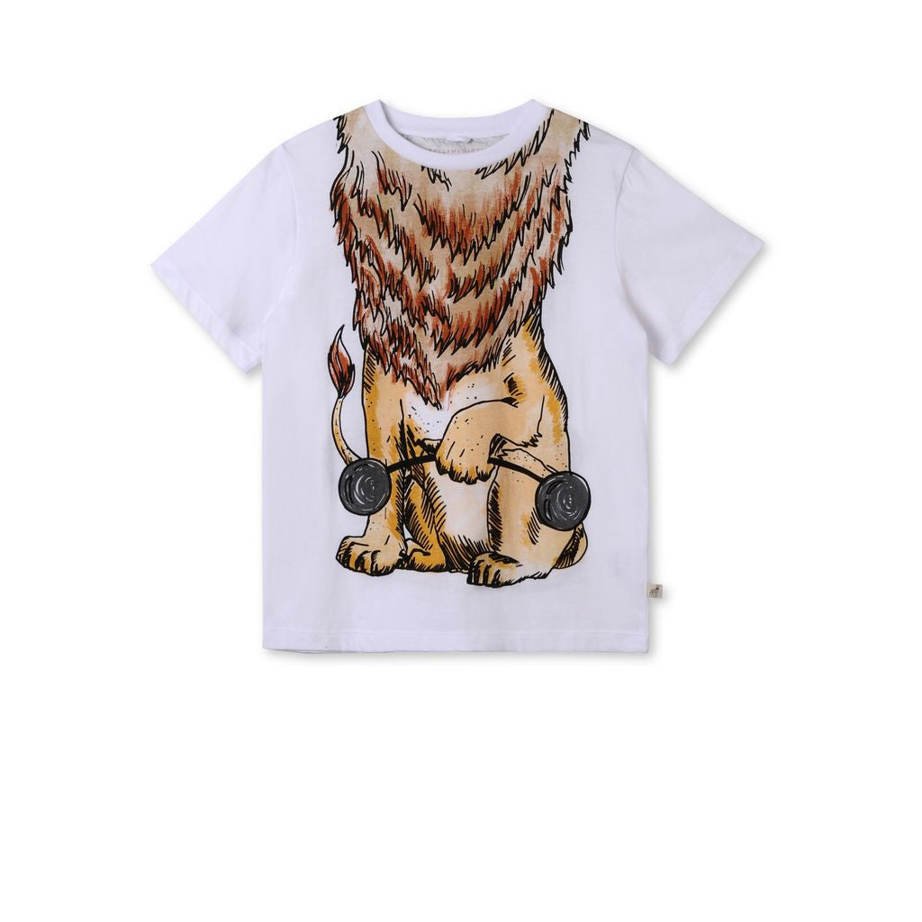 Boys & Girls White Lion Printed Cotton 'Arrow' T-Shirt
