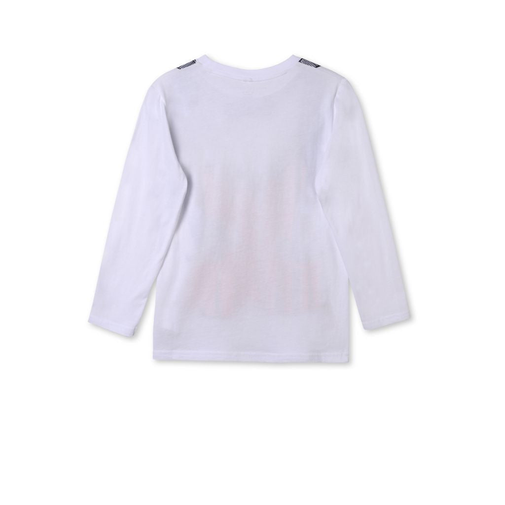 Boys White 'Barley' Cotton T-Shirt With Gilt Print Trims
