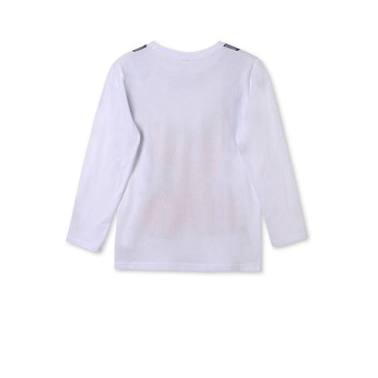 Boys White 'Barley' Cotton T-Shirt With Gilt Print Trims