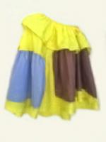Girls Yellow & Blue Cotton Dress