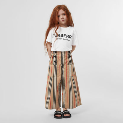 Girls White Logo Cotton T-shirt