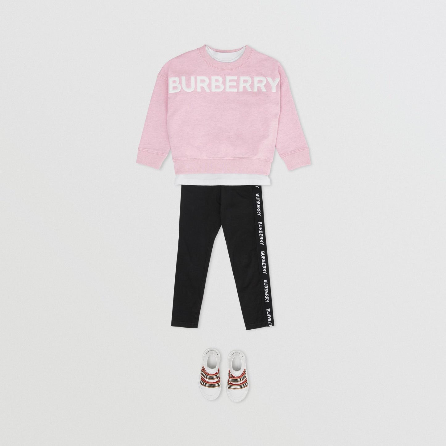 Girls Light Pink Logo Cotton Sweater