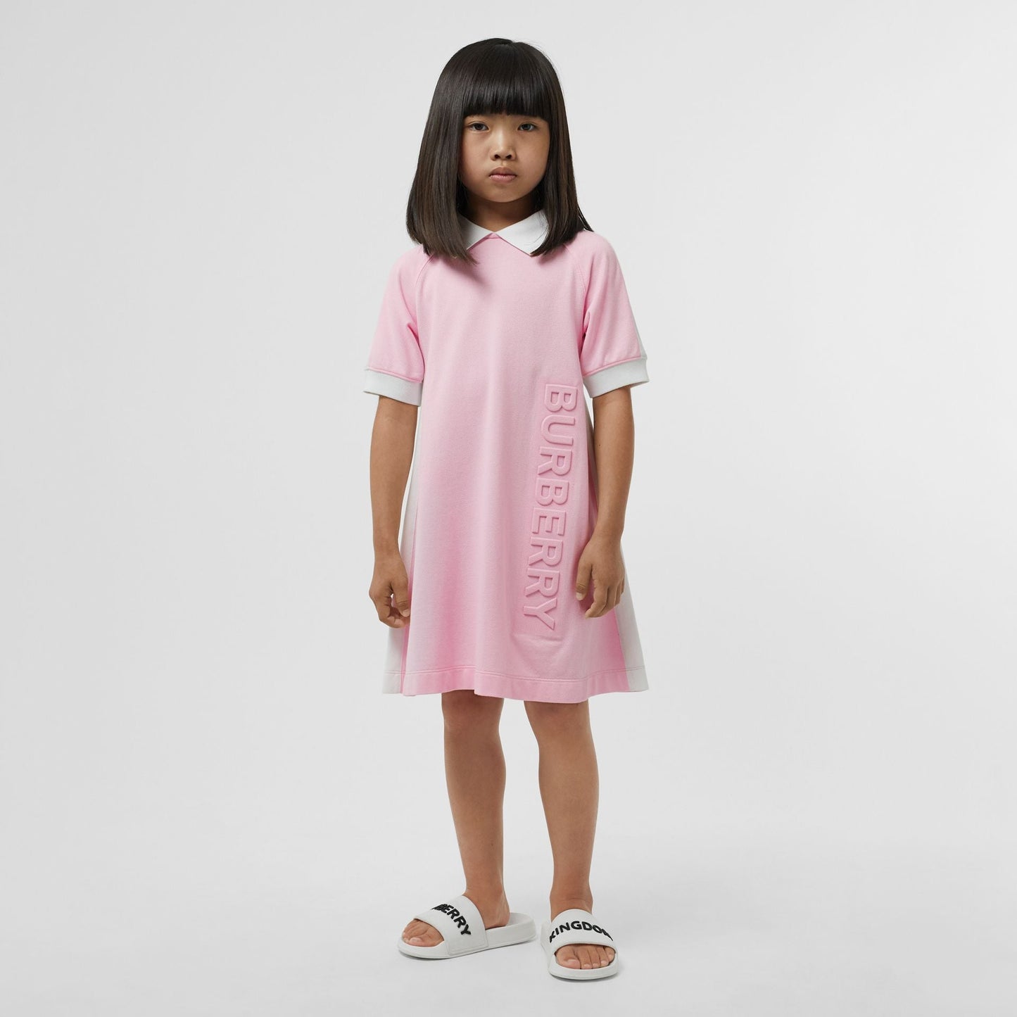 Girls Pink Logo Cotton Dress