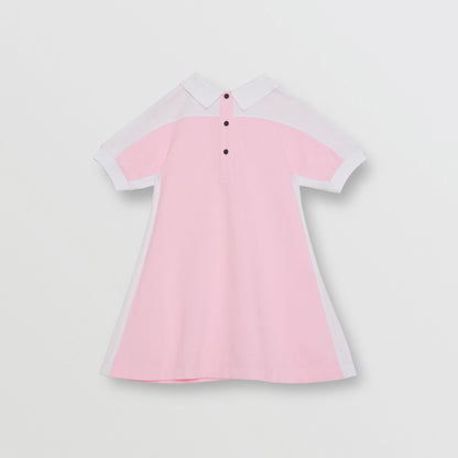 Girls Pink Logo Cotton Dress
