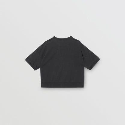 Girls Black Logo Cotton T-shirt