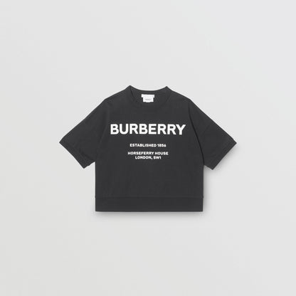 Girls Black Logo Cotton T-shirt