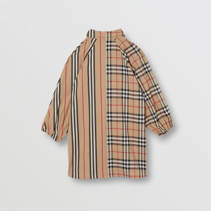 Girls Beige Check Cotton Dress