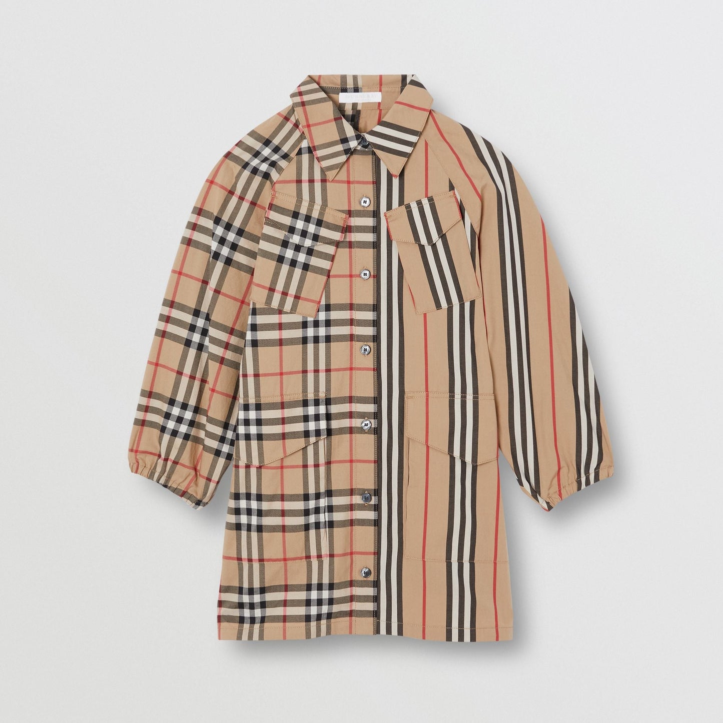 Girls Beige Check Cotton Dress