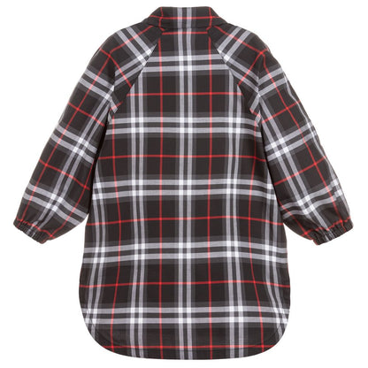 Girls Black Check Cotton Dress