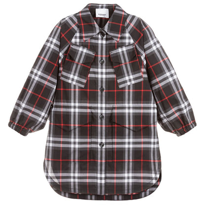 Girls Black Check Cotton Dress