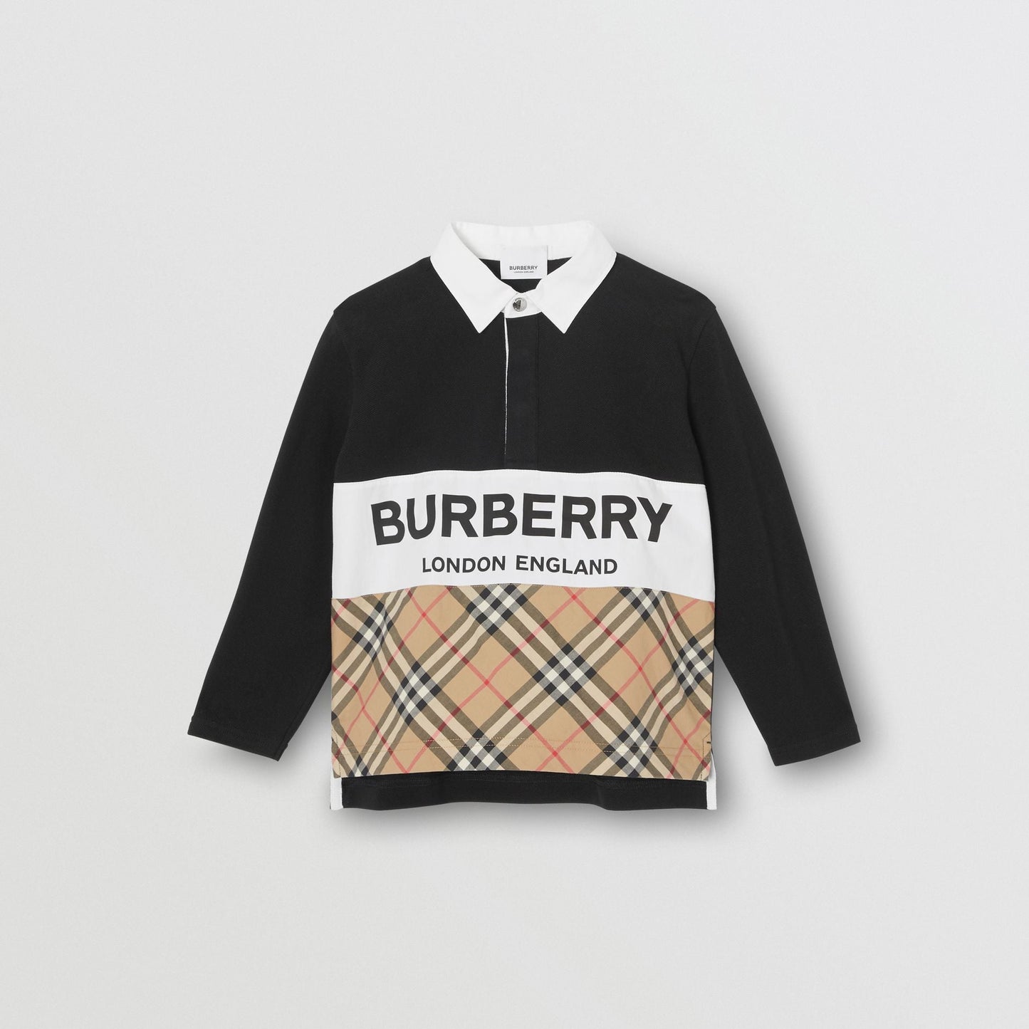 Boys Black & White Polo Cotton Shirt
