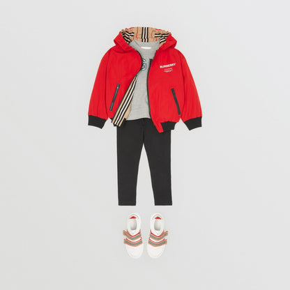 Boys Bright Red & Beige Stripes Bilateral Jacket