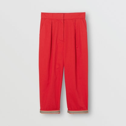 Girls Bright Red Cotton Trousers
