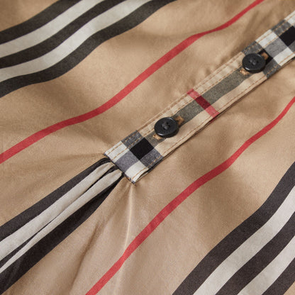 Girls Beige Stripe Cotton Shirt