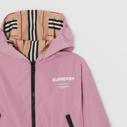 Girls Pink & Beige Stripes Bilateral Jacket