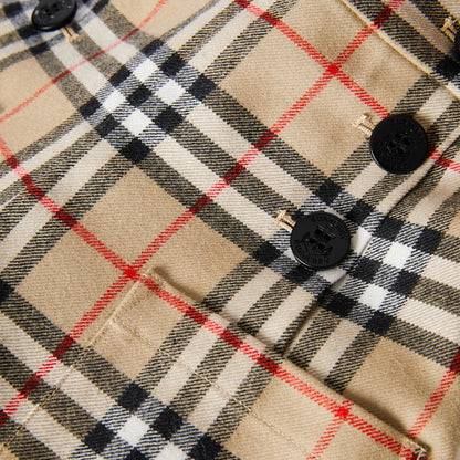 Girls Archive Beige Check Wool Trousers