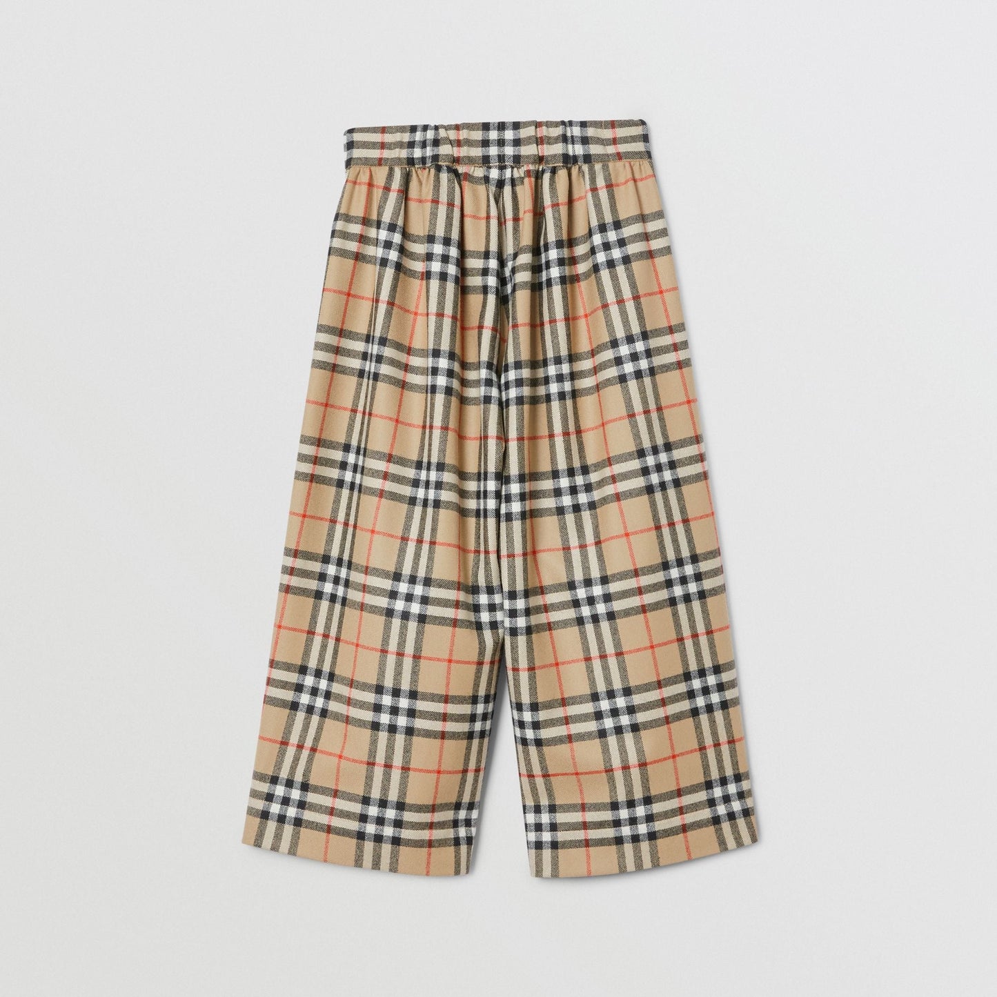 Girls Archive Beige Check Wool Trousers