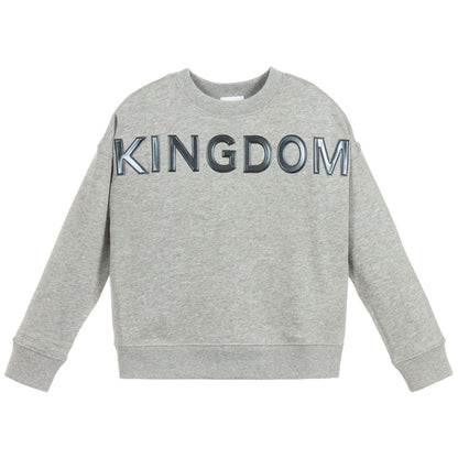 Girls Grey Logo Cotton Sweater