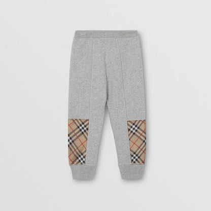 Boys Grey & Check Cotton Trousers